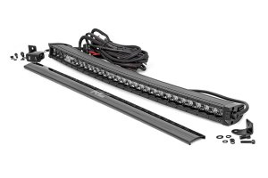 LED Light Bar - Rough Country - 30 Inch Black Series Curved Single Row Cool White DRL - Black